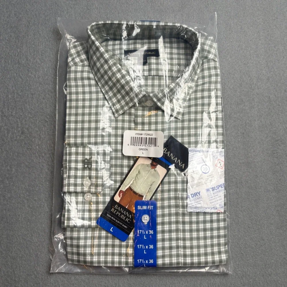 banana republic slim fit dress shirt Men's Slim-Fit Wrinkle-Resistant White Size L Long sleeves Banana Republic | Shirts |